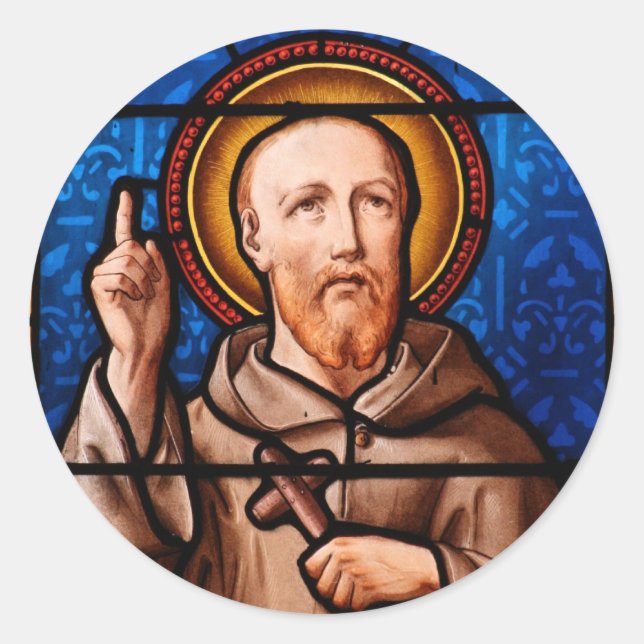 Saint Bernard of Clairvaux Stained Glass Art Classic Round Sticker (Front)