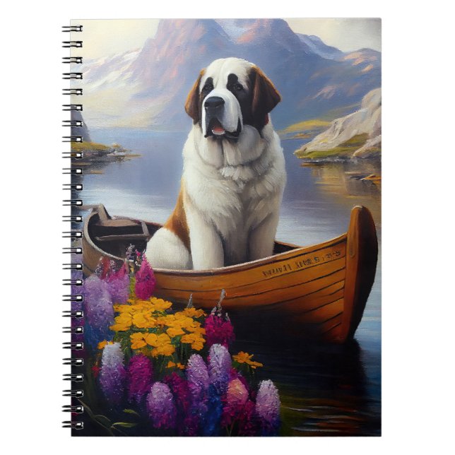 Saint Bernard on a Paddle: A Scenic Adventure Notebook (Front)