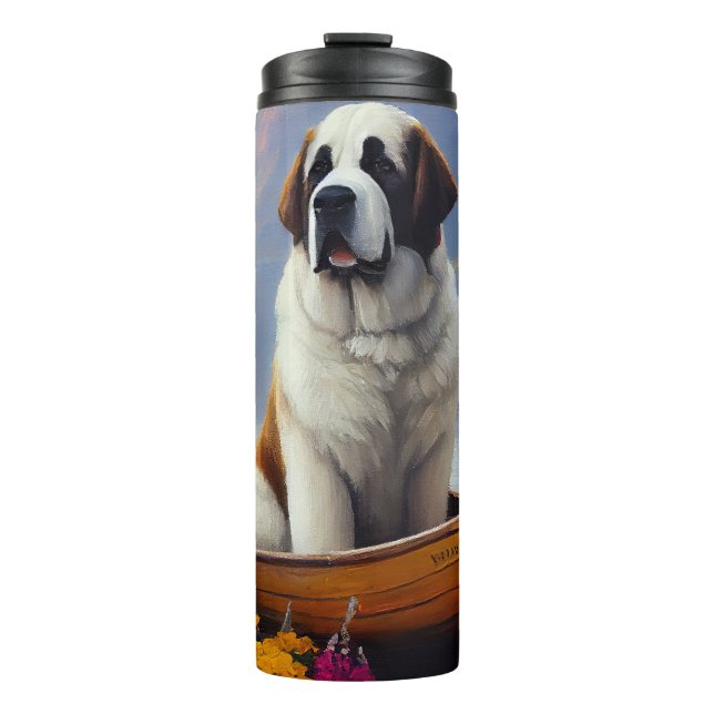 Saint Bernard on a Paddle: A Scenic Adventure Thermal Tumbler (Front)