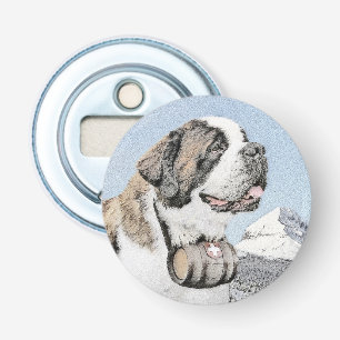 Saint Bernard Painting - Cute Original Dog Art Bottle Opener