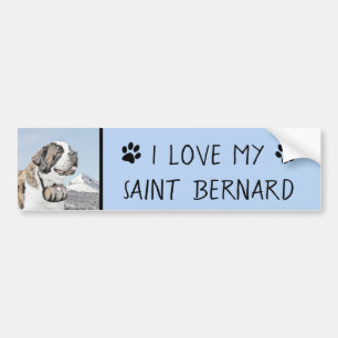 Saint Bernard Painting - Cute Original Dog Art Bumper Sticker