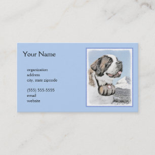 Saint Bernard Painting - Cute Original Dog Art Business Card