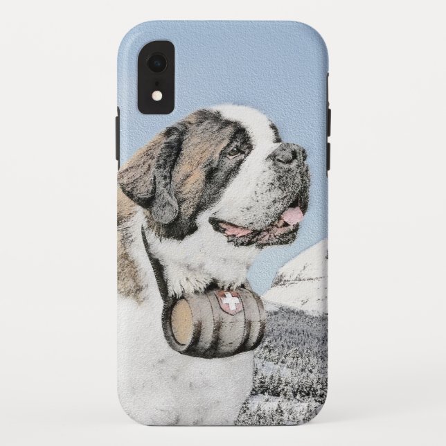Saint Bernard Painting - Cute Original Dog Art Case-Mate iPhone Case (Back)