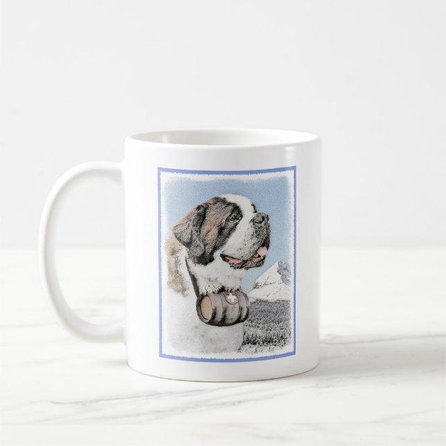 Saint Bernard Painting - Cute Original Dog Art Coffee Mug (Left)