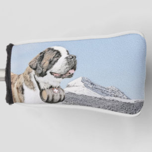 Saint Bernard Painting - Cute Original Dog Art Golf Head Cover
