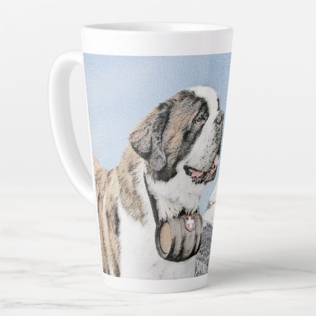 Saint Bernard Painting - Cute Original Dog Art Latte Mug (Left Angle)
