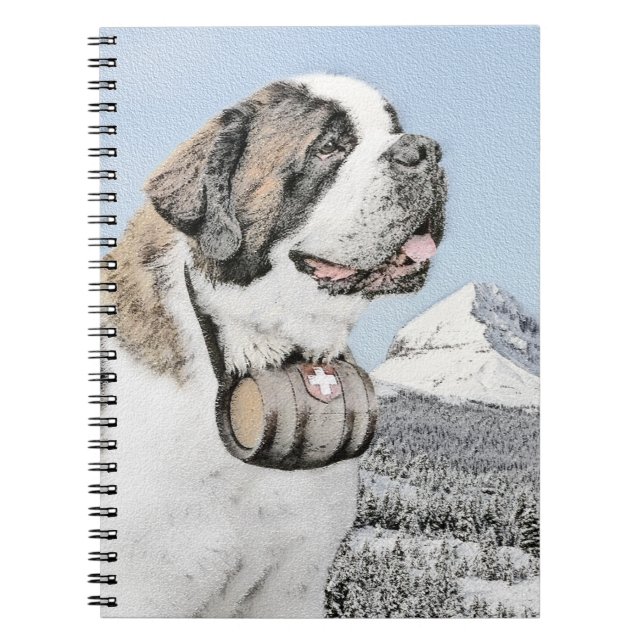 Saint Bernard Painting - Cute Original Dog Art Notebook (Front)