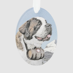 Saint Bernard Painting - Cute Original Dog Art Ornament