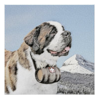 Saint Bernard Painting - Cute Original Dog Art