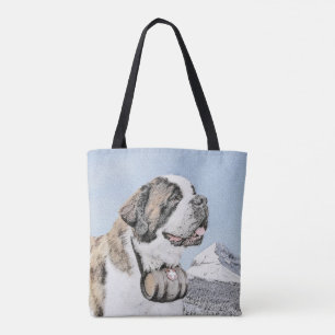 Saint Bernard Painting - Cute Original Dog Art Tote Bag