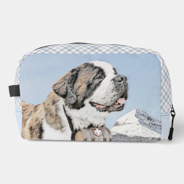 Saint Bernard Painting Rough St Original Dog Art Dopp Kit (Front)