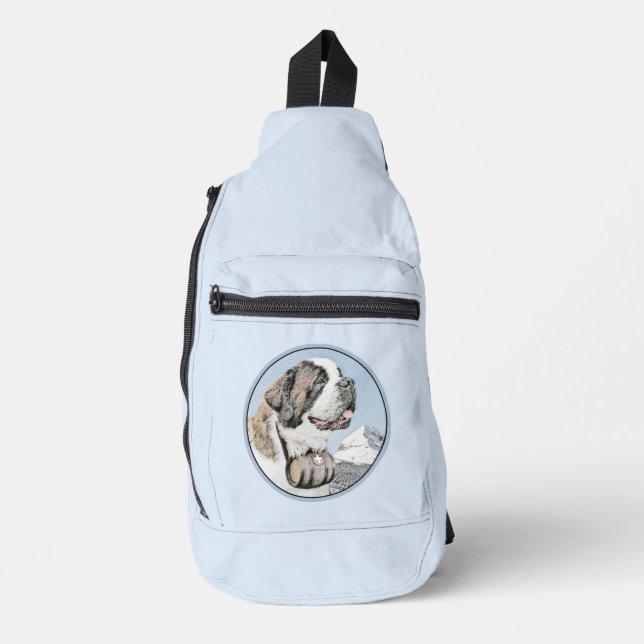 Saint Bernard Painting Rough St Original Dog Art Sling Bag (Front)