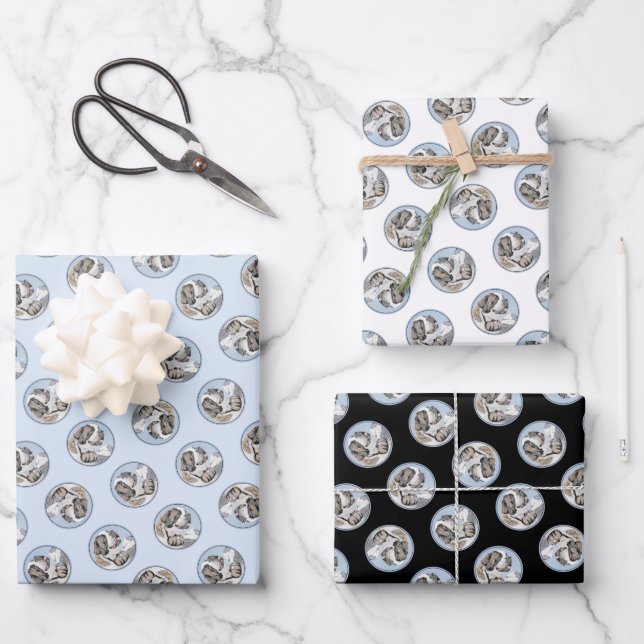 Saint Bernard Painting Rough St Original Dog Art Wrapping Paper Sheet (Front)
