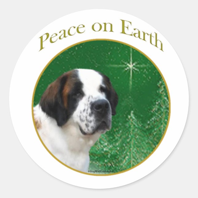 Saint Bernard Peace Classic Round Sticker (Front)