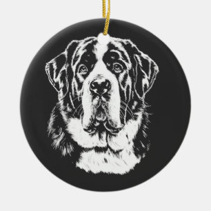 Saint Bernard Portrait Minimalist Apparel Ceramic Ornament