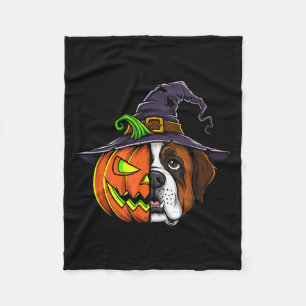 Saint Bernard Pumpkin Jack O Lantern Halloween Men Fleece Blanket
