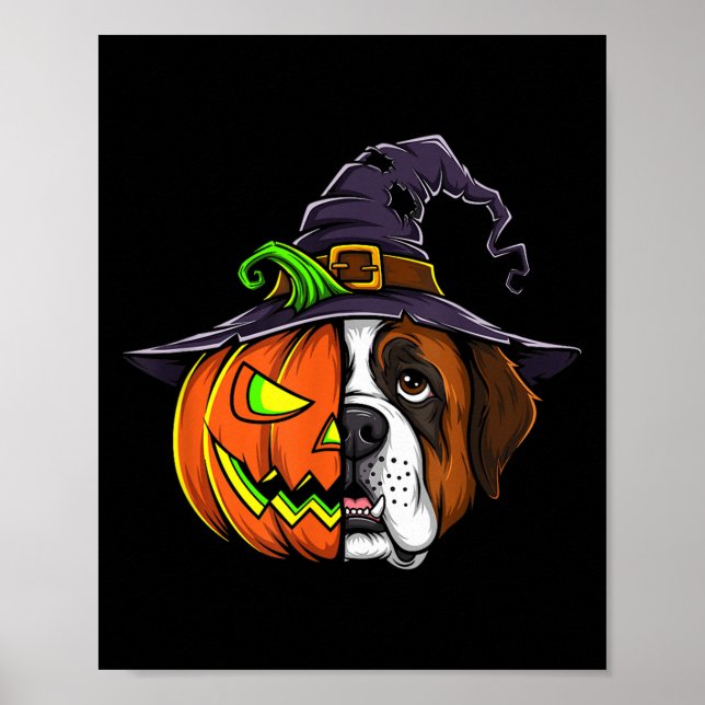 Saint Bernard Pumpkin Jack O Lantern Halloween Men Poster (Front)