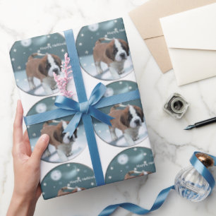 Saint Bernard Puppy Christmas Wrapping Paper