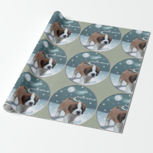 Saint Bernard Puppy Christmas Wrapping Paper