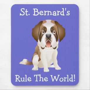 Saint Bernard Puppy Dog Blue Rule World Mousepad