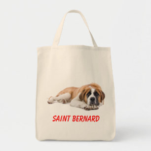 Saint Bernard Puppy Dog Canvas Grocery Totebag Tote Bag