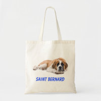 Saint Bernard Puppy Dog Canvas Grocery Totebag