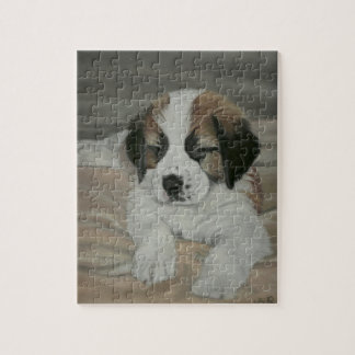 Saint Bernard Puppy Painting Jigsaw Puzzle