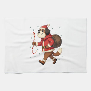 Saint Bernard Rescue Christmas Tea Towel