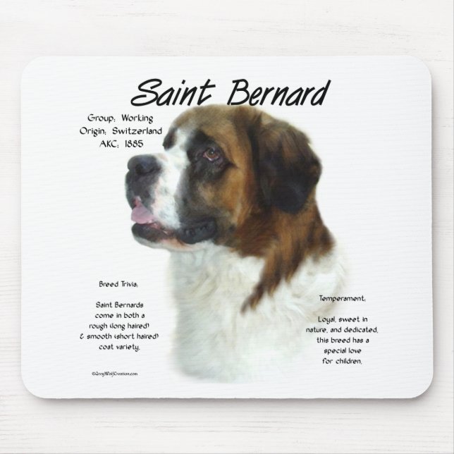 Saint Bernard (rough) History Design Mouse Pad (Front)