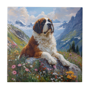 Saint Bernard Scenic Wildflower Field Ceramic Tile