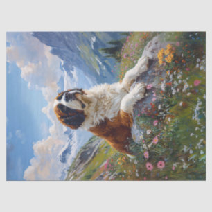 Saint Bernard Scenic Wildflower Field Decoupage Tissue Paper