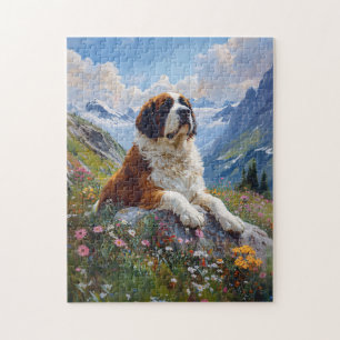 Saint Bernard Scenic Wildflower Field Jigsaw Puzzle