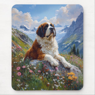 Saint Bernard Scenic Wildflower Field Mouse Pad