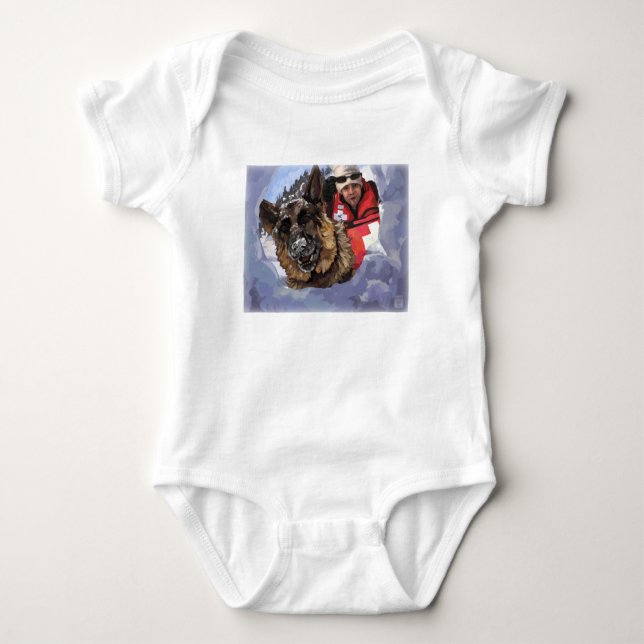 Saint Bernard Search and Rescue Art Baby Bodysuit (Front)
