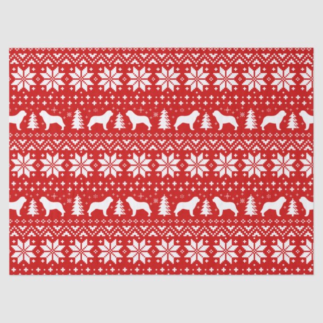 Saint Bernard Silhouettes Christmas Pattern Tissue Paper (Front)
