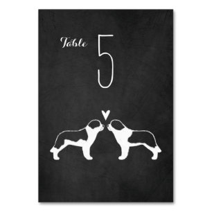 Saint Bernard Silhouettes Wedding Table Number