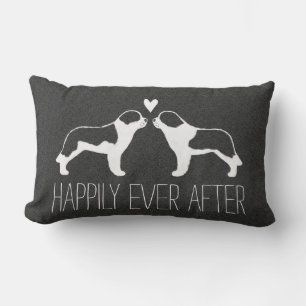 Saint Bernard Silhouettes with Heart and Text Lumbar Cushion