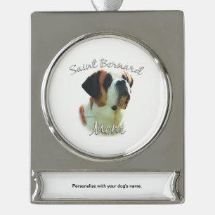 Saint Bernard (smooth) Mum 2 Silver Plated Banner Ornament
