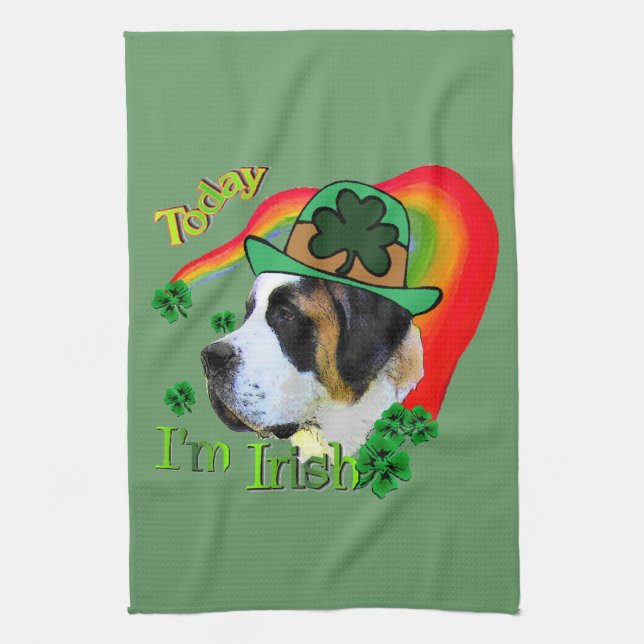 Saint Bernard St Patricks Tea Towel (Vertical)