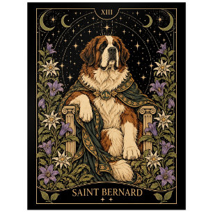 Saint Bernard, Starlit Tarot Art Postcard