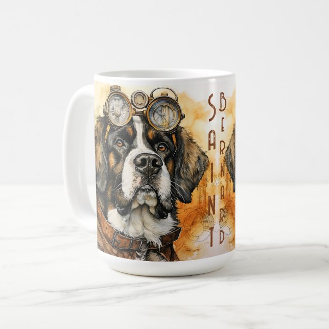 Saint Bernard Steampunk Dog Coffee Mug (Front Left)