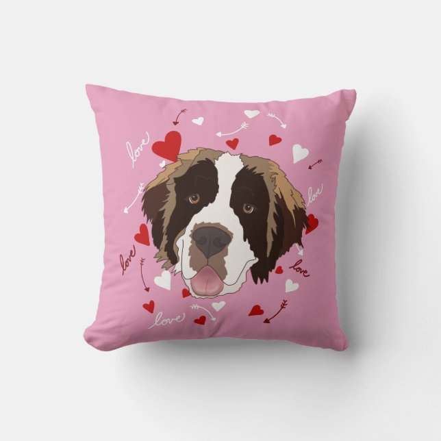 Saint Bernard Valentines Day  Cushion (Front)