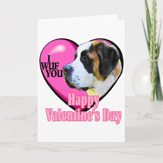 Saint  Bernard Valentine's Day Gifts Holiday Card (Front)