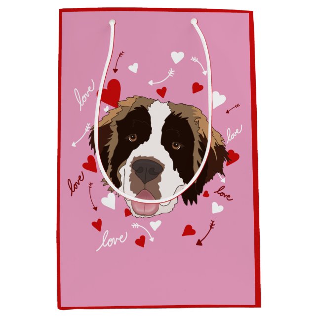 Saint Bernard Valentines Day Medium Gift Bag (Front)