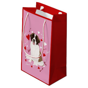 Saint Bernard Valentines Day Small Gift Bag