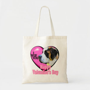 Saint Bernard Valentine's Day Tote Bag