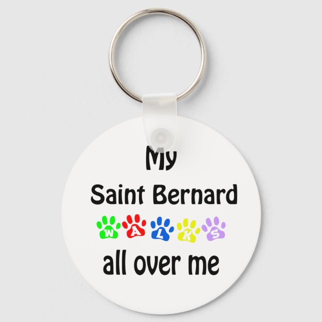 Saint Bernard Walks Design Key Ring (Front)