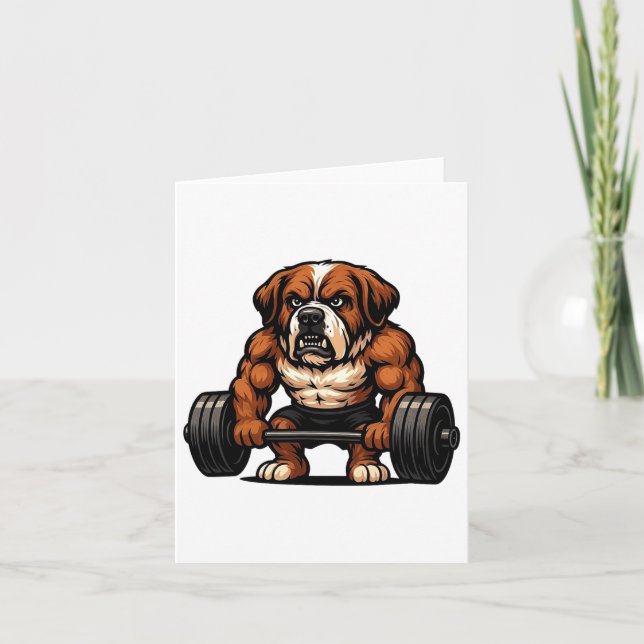 Saint Bernard Weightlifting Bodybuilder Workout Gy Card (Front)