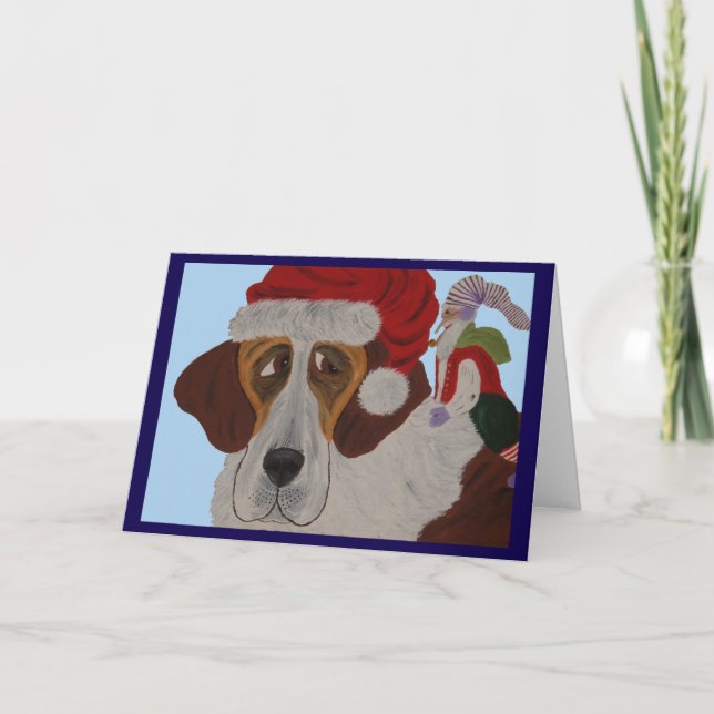 Saint Bernard with an elf  Card (Front)