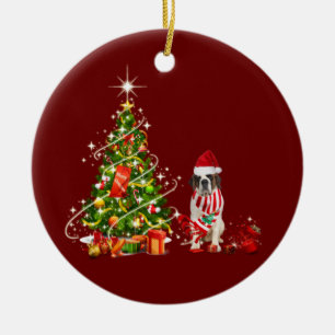 saint bernard With Hat Scaft Christmas Ceramic Ornament